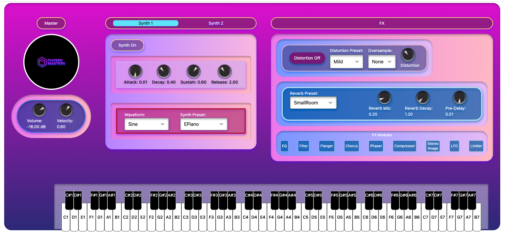 Person playing a synthesizer keyboard.